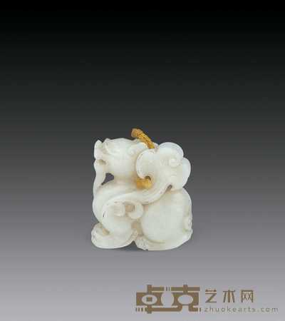 清中期 白玉瑞兽挂件 高3.5cm